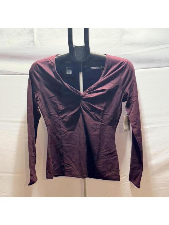 Time and Tru Tops - Time and Tru Women's Burgundy and Purple Crop-top